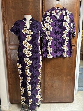 Purple Floral Hawaiian Him/ Hers Honeymoon set